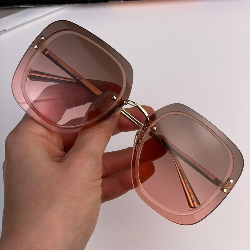 Dior ULTRADIOR SU B0F2 BRAND NEW Sunglasses Gold Brown Women Square Oversized - Picture 1 of 10